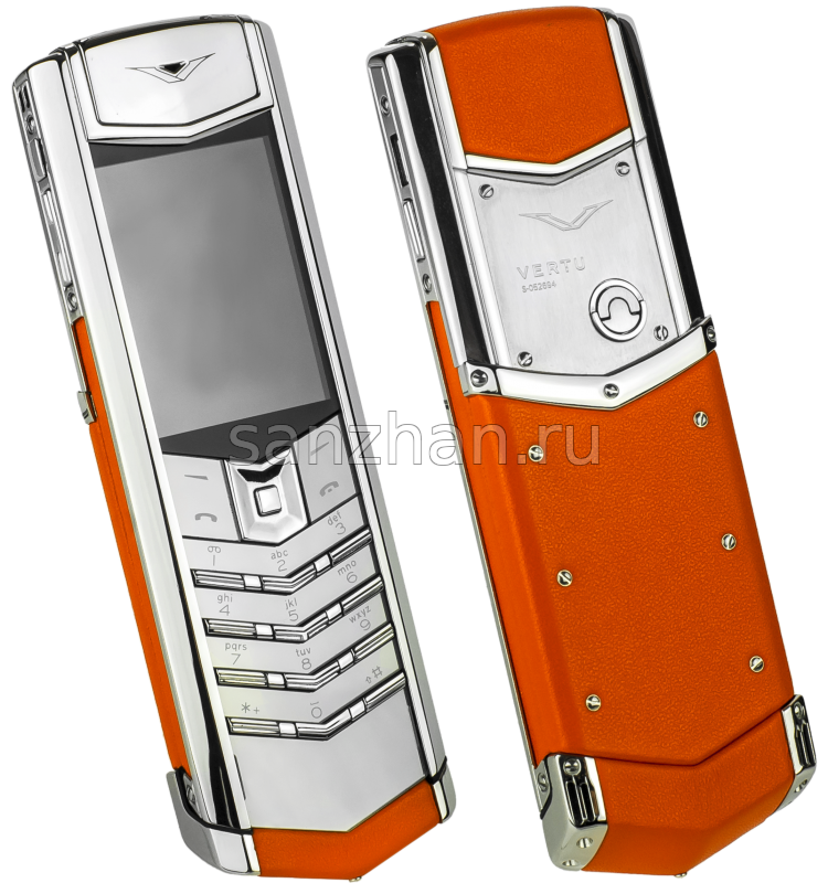 Vertu Signature S Design Stainless Steel Orange Leather